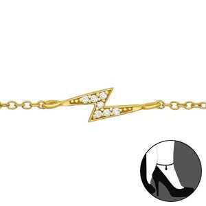 14K Gold Vermeil Lightning Bolt Anklet